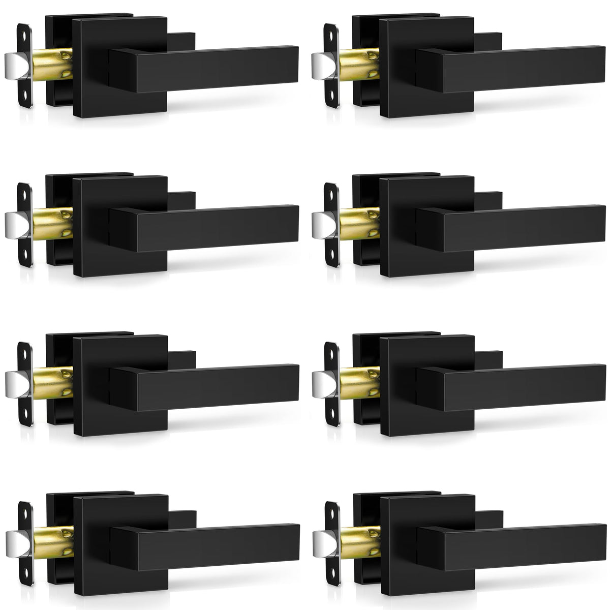 Plustool 8-pack matte black door handle set for interiors with durable finish