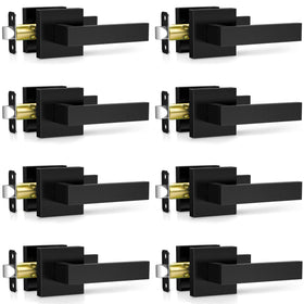 Plustool 8-pack matte black door handle set for interiors with durable finish