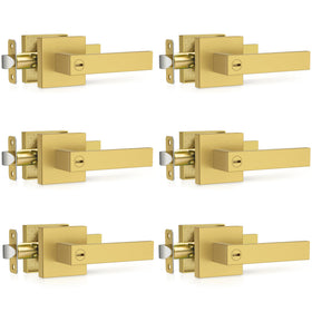 Plustool brushed gold door handle assembly with premium finish for durable operation.