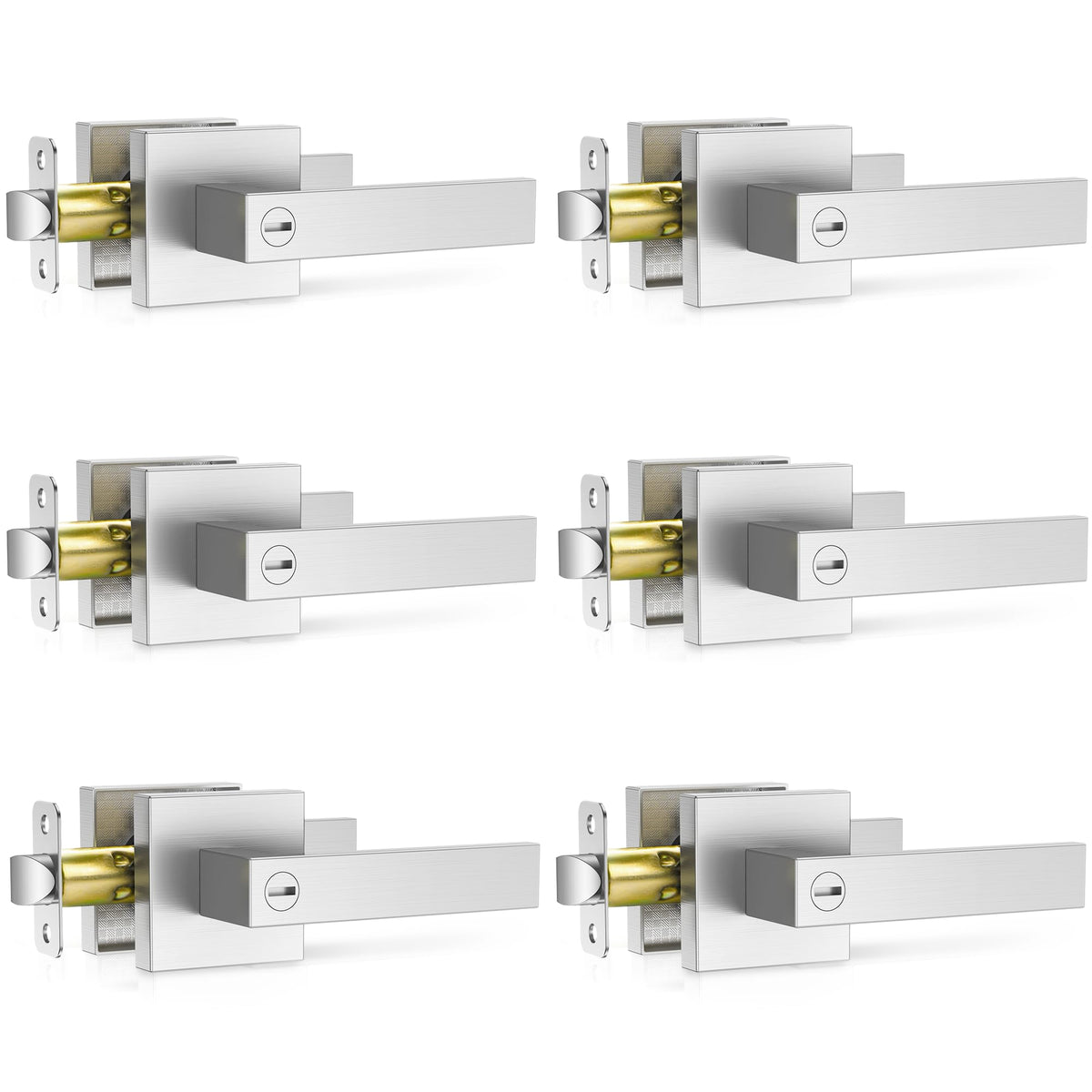 Plustool brushed nickel door handle with square lever for smooth, quiet operation in high-traffic rooms