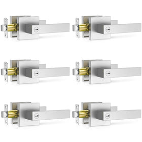 Plustool brushed nickel door handle with square lever for smooth, quiet operation in high-traffic rooms