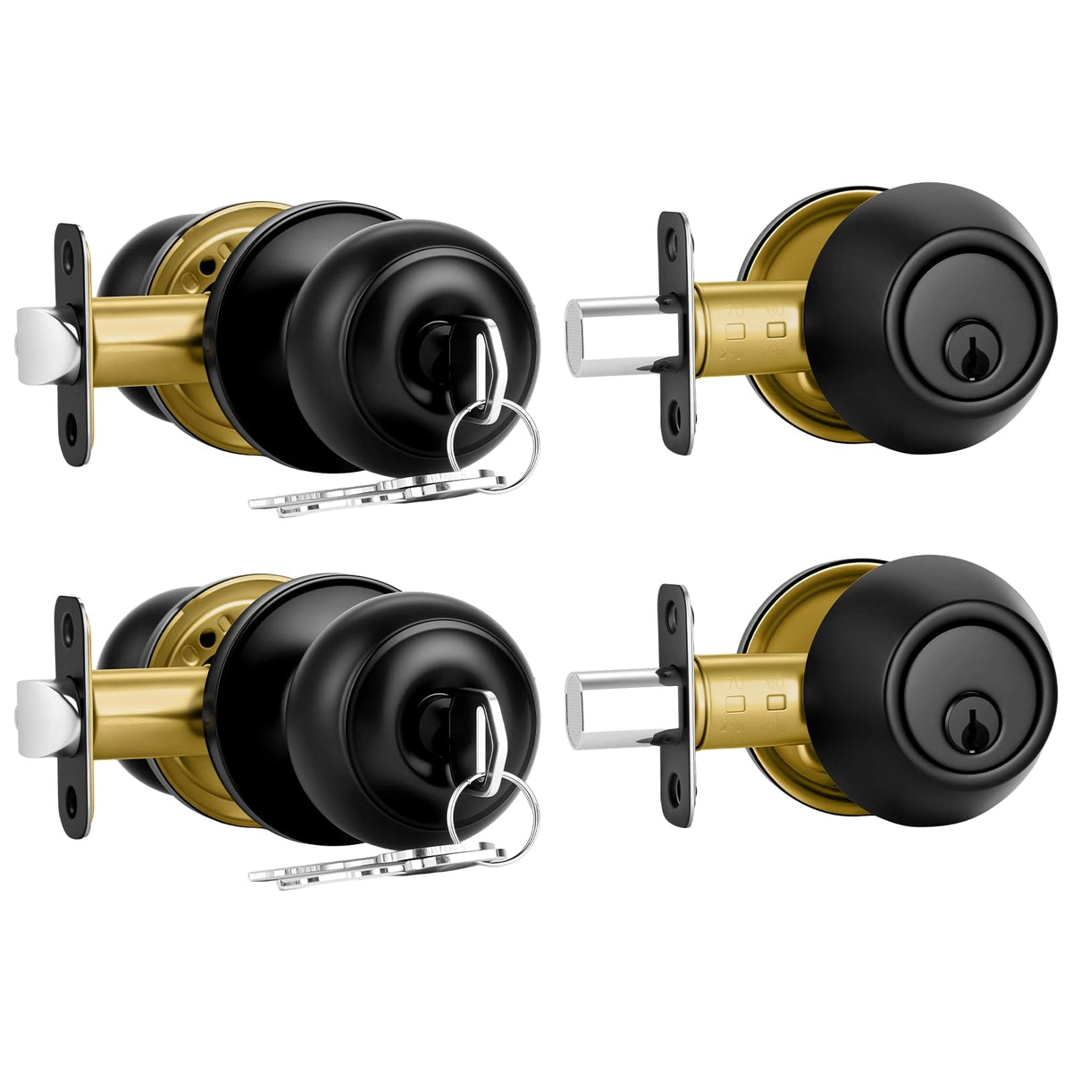 Plustool front door lock set in matte black enhances curb appeal and security.