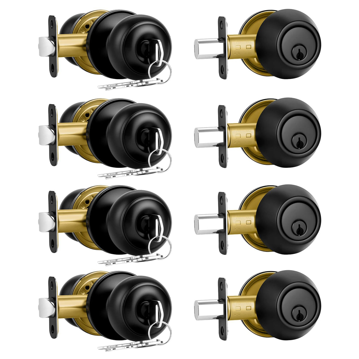 Plustool front door lock set in matte black for secure entry.