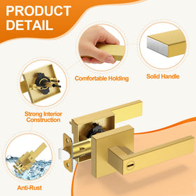 Plustool heavy-duty door handle close-up highlighting rust-resistant zinc alloy and brass parts.