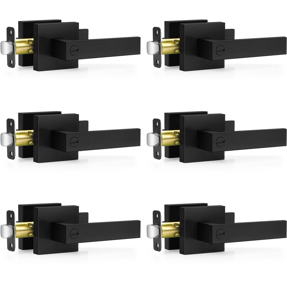 Plustool matte black door handle set closeup showing durable zinc alloy construction