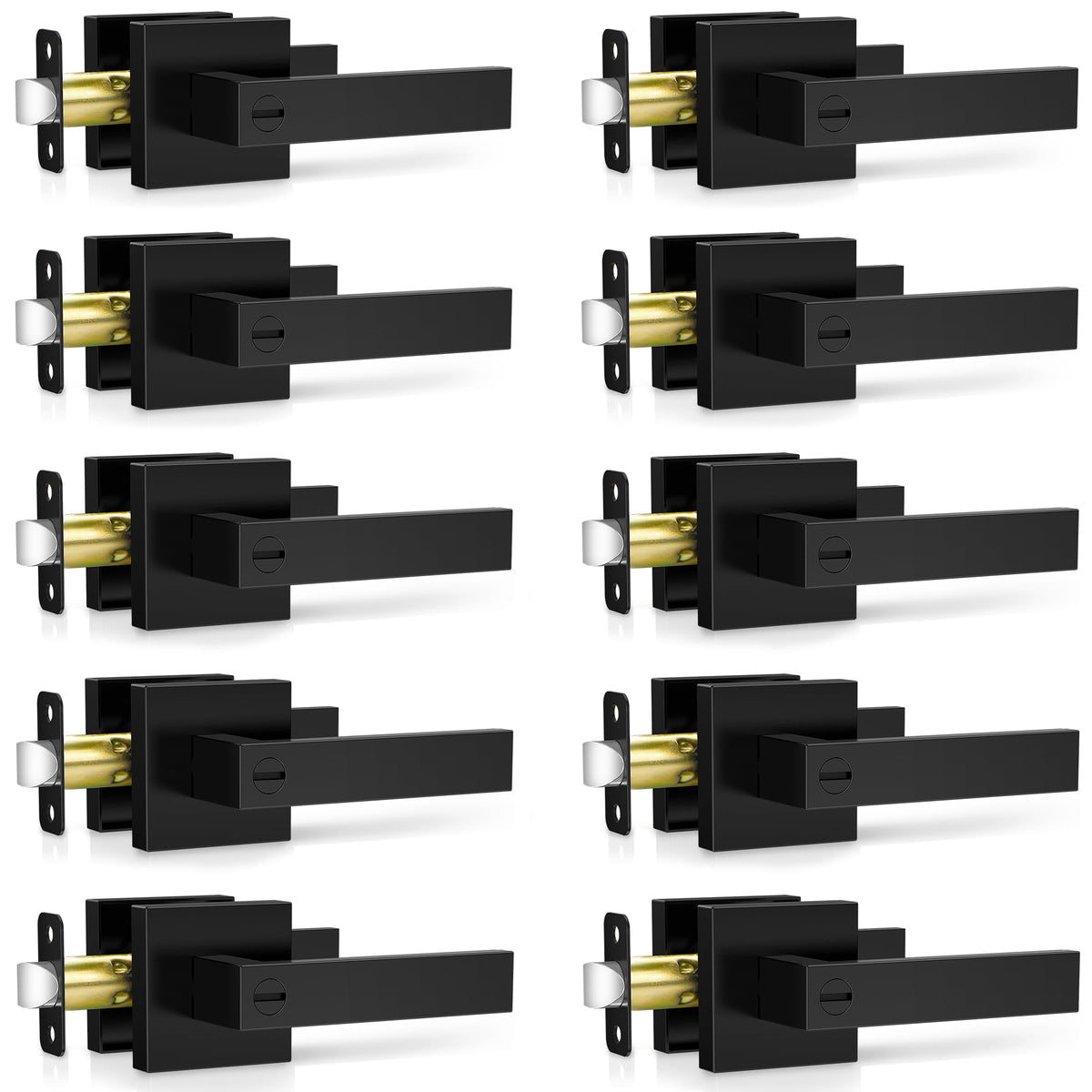 Plustool matte black door handle set for interior privacy doors