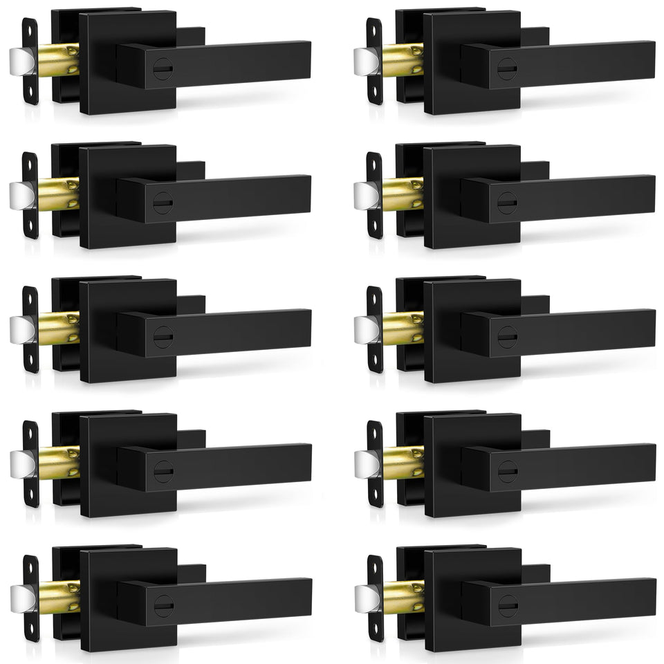 Plustool matte black door handle set for interior privacy doors