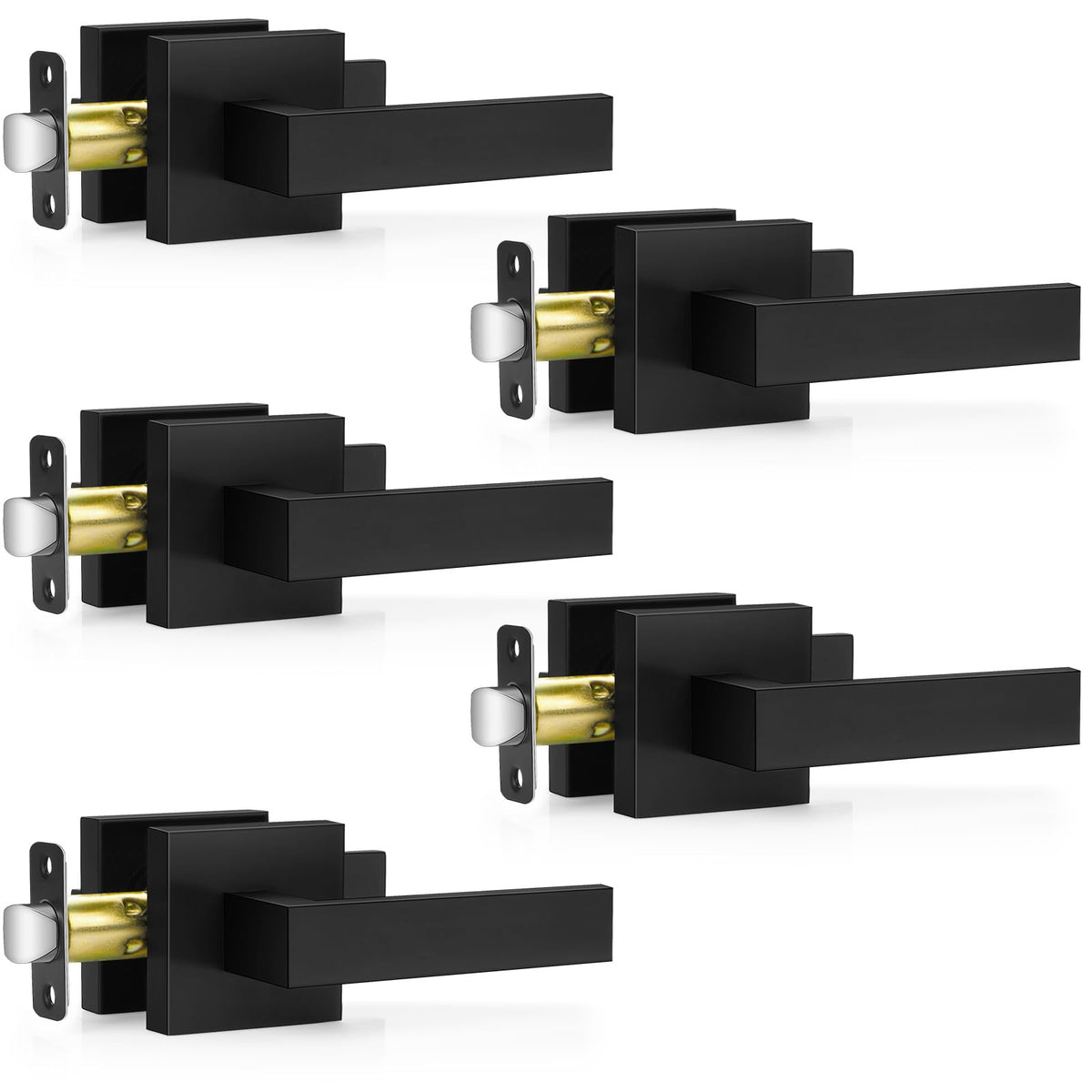 Plustool matte black door handle square lever for interior doors with durable finish.