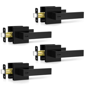 Plustool matte black door lever close-up showing durable finish.