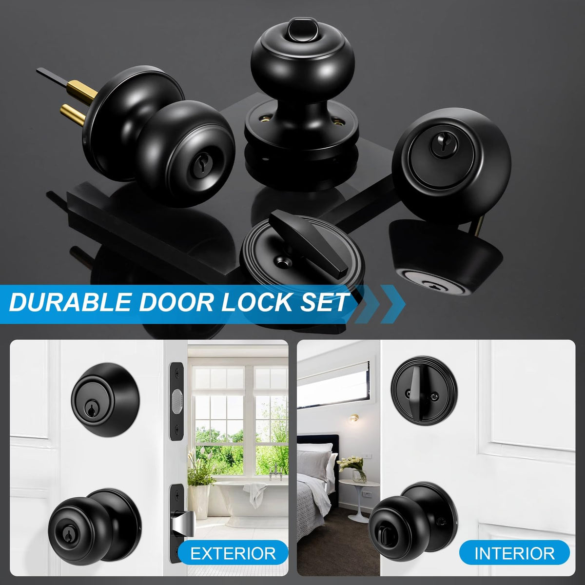 Plustool single-cylinder deadbolt in matte black provides reliable exterior protection.
