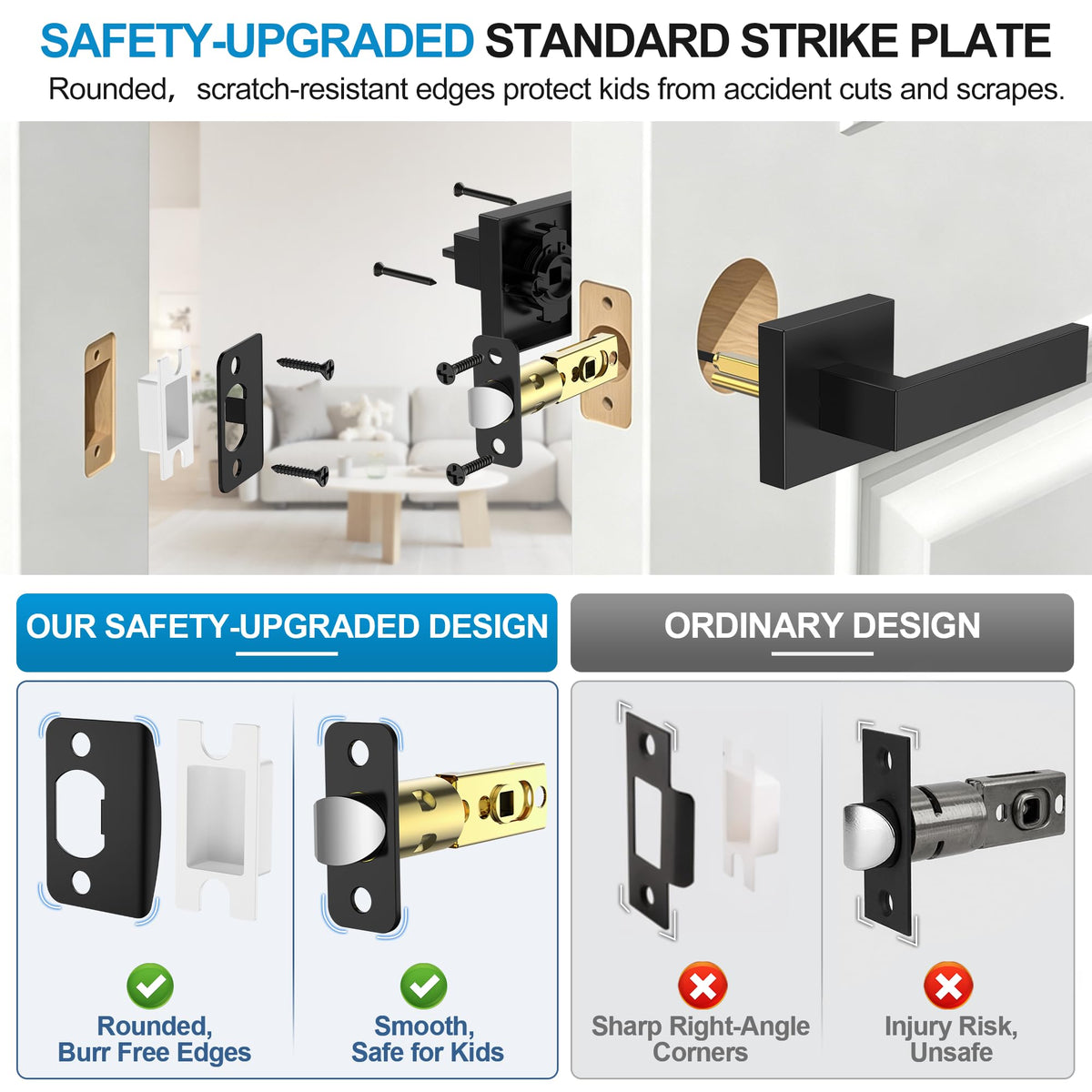Plustool square matte black lever inside view with smooth operation