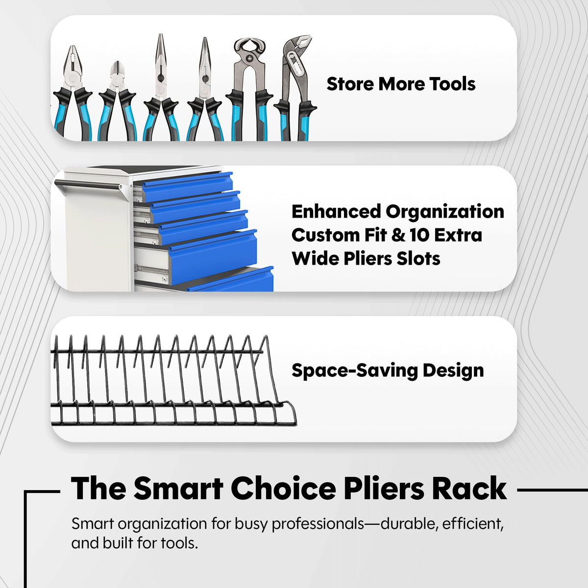 Plyworx triple-coated vinyl protection guards tools against rust and scratches.
