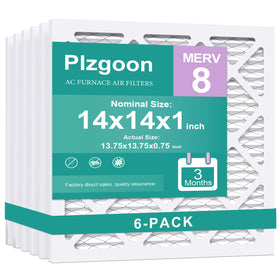 Plzgoon 14x14x1 air filter packaging highlights easy fit and durability