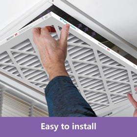 Plzgoon installation arrow guide demonstrating easy fit in HVAC slots