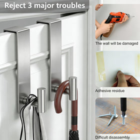 PMMASTO non-slip adhesive backing protects doors while keeping hooks quiet.