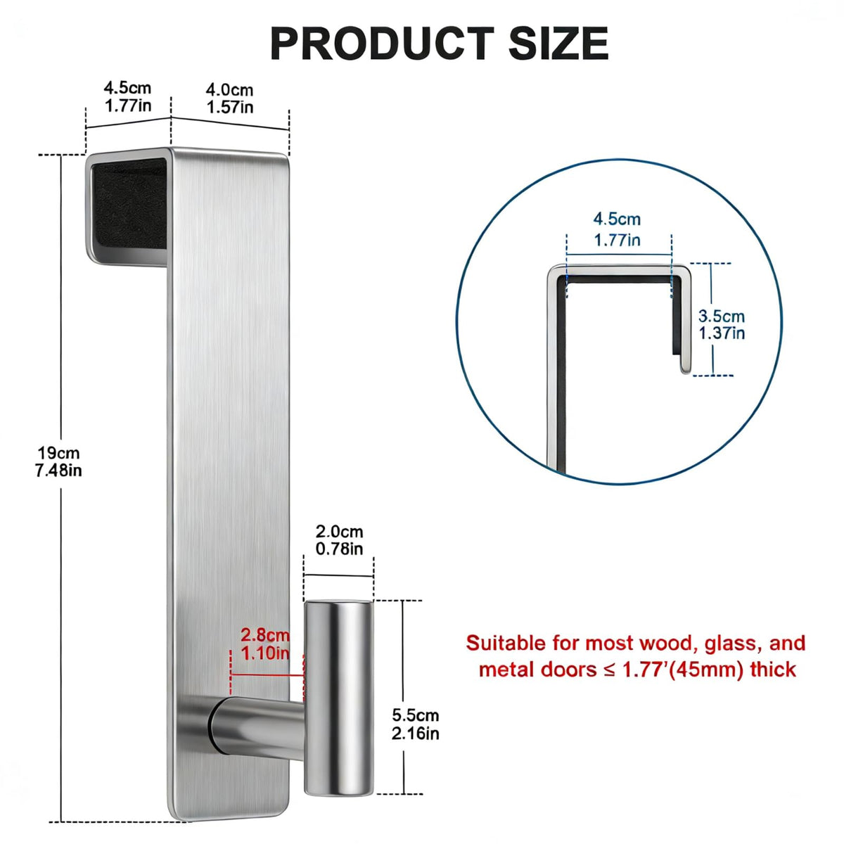 PMMASTO rustproof steel hook set provides durable towel and coat storage.