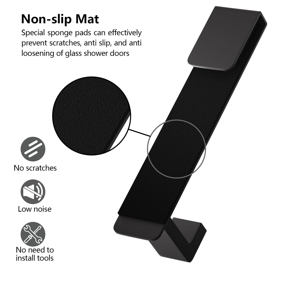 PMMASTO anti-scratch sponge-protected hook on glass door.