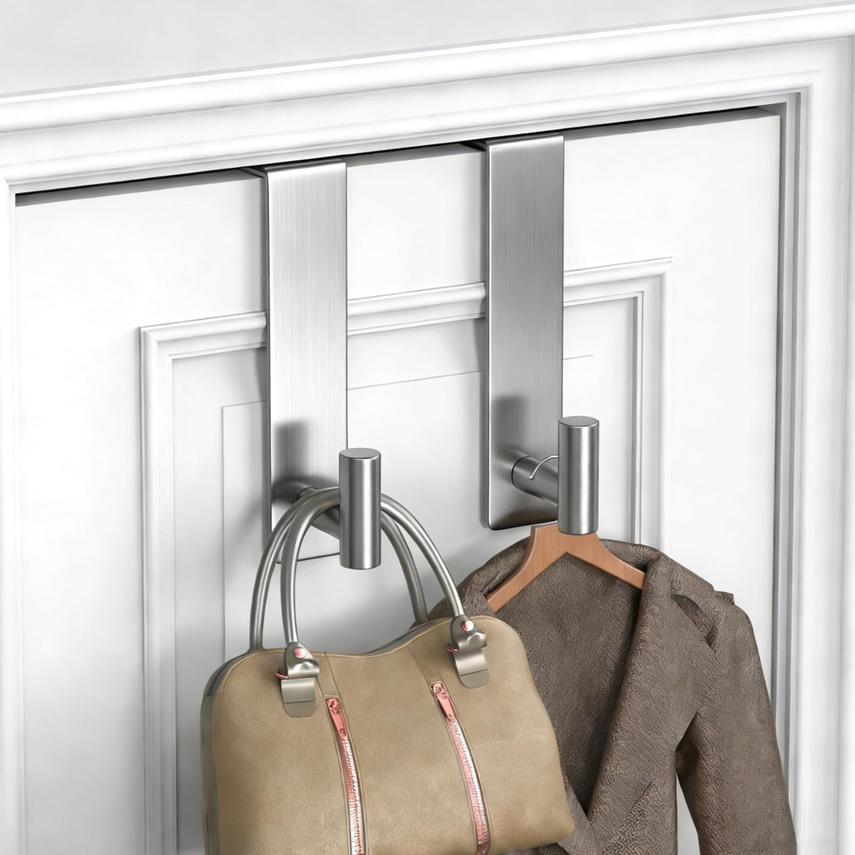 PMMASTO tool-free installation lets you snap hooks over doors instantly.