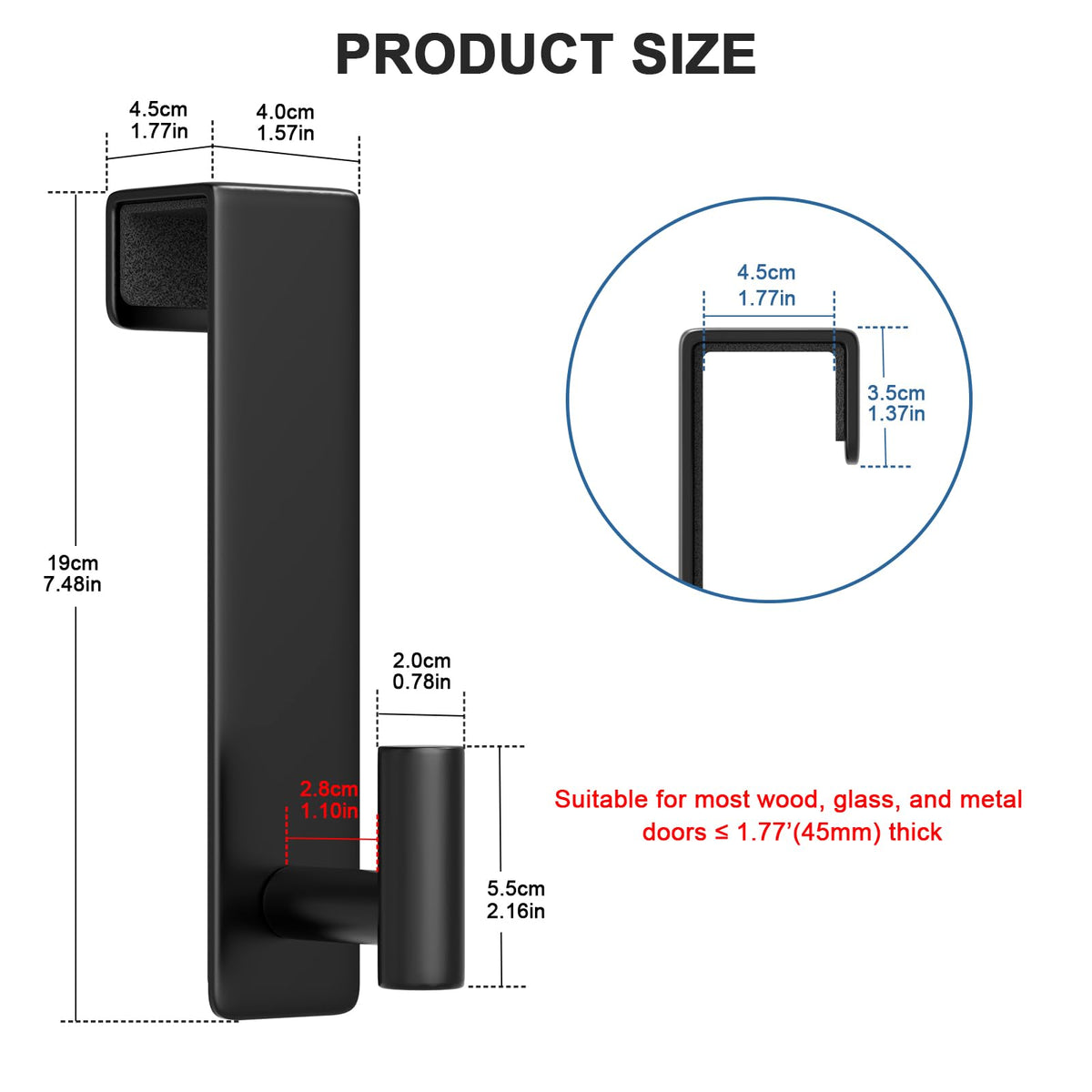 PMMASTO fits standard 1-3/4 inch doors for versatile placement.