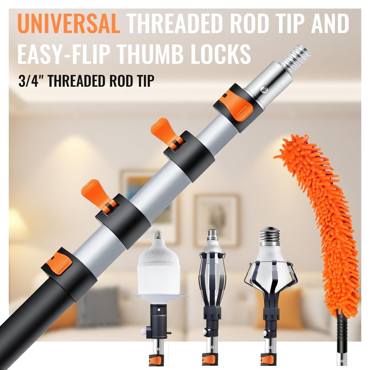 PMMJ suction cup helps grip bulbs during high‑reach changes.