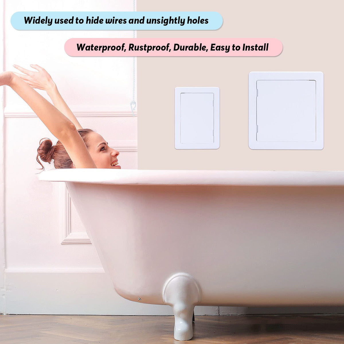 PNKKODW panel conceals cables and openings in ceilings or walls.