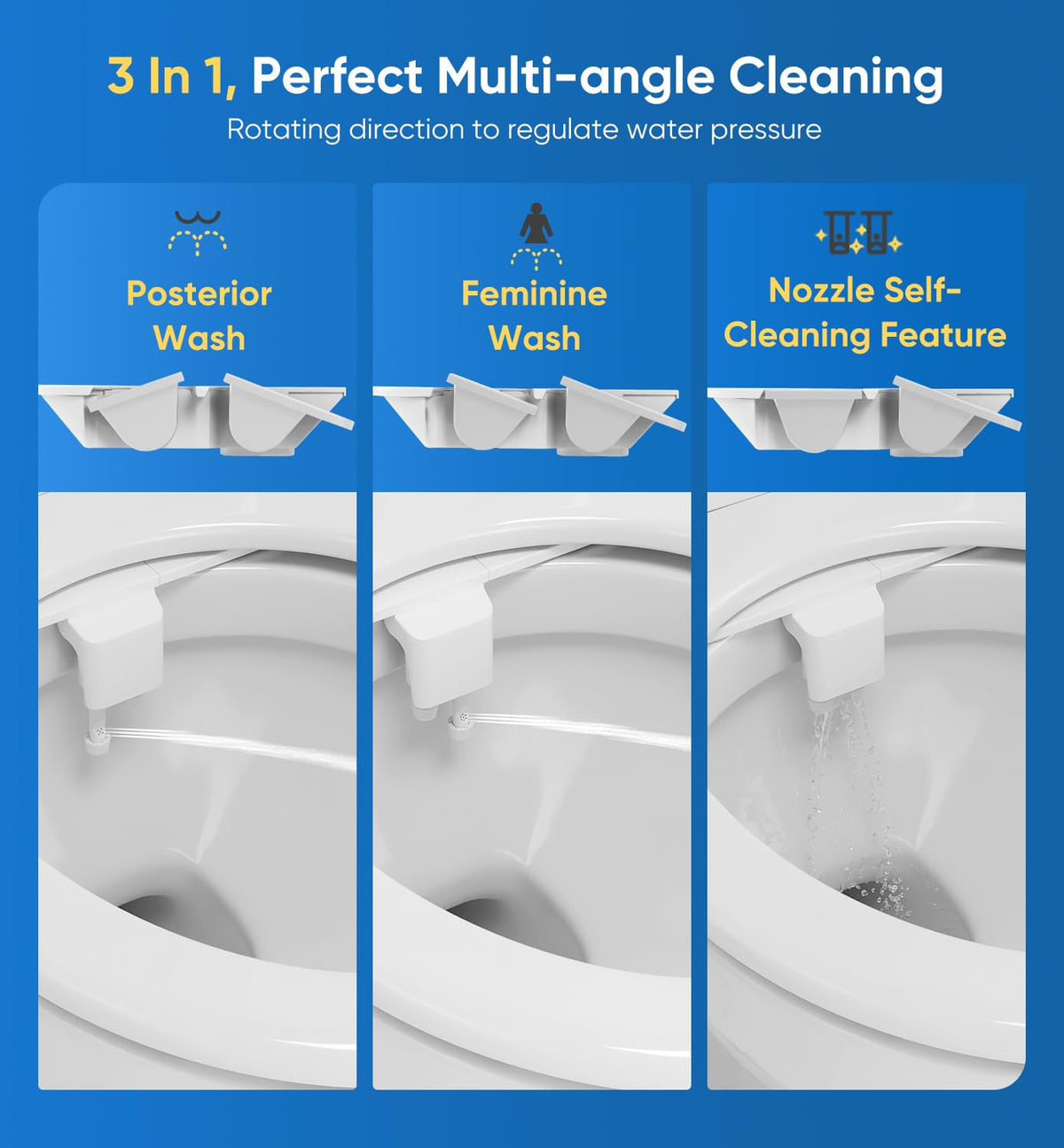 POCALAND Ultra-Slim Bidet side profile highlights ultra-thin mounting