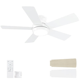 POCHFAN 42-inch white ceiling fan with remote, ideal for living rooms.