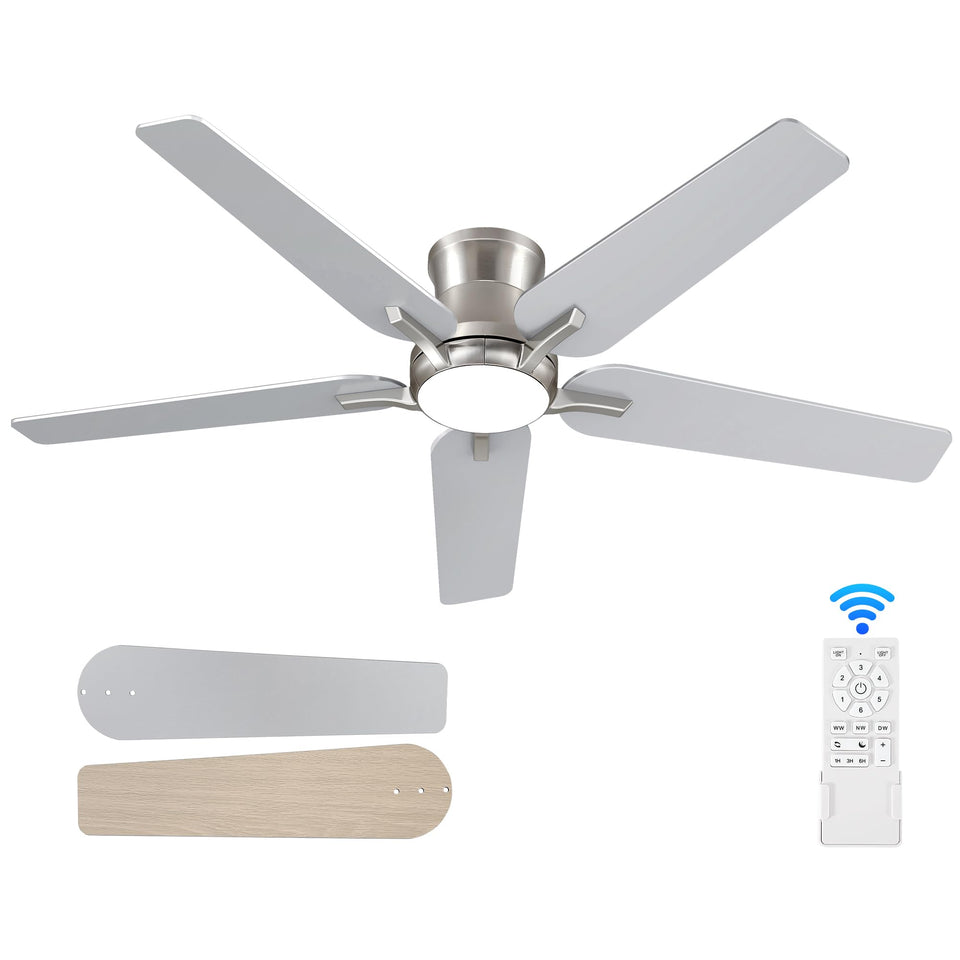 POCHFAN 52-inch ceiling fan with remote and lights for living spaces with quiet cooling