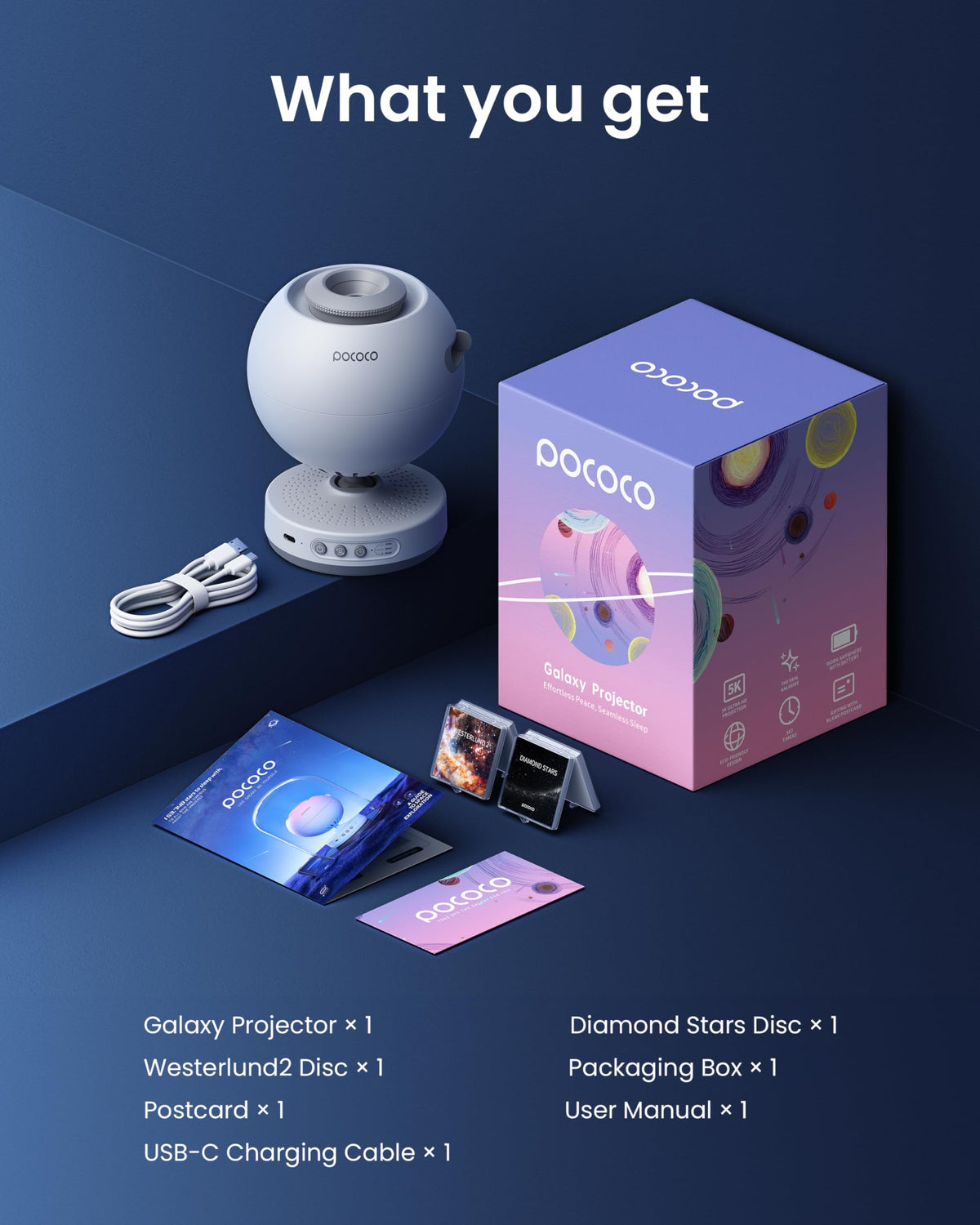 POCOCO projector offers battery or plug power options for flexible setup.