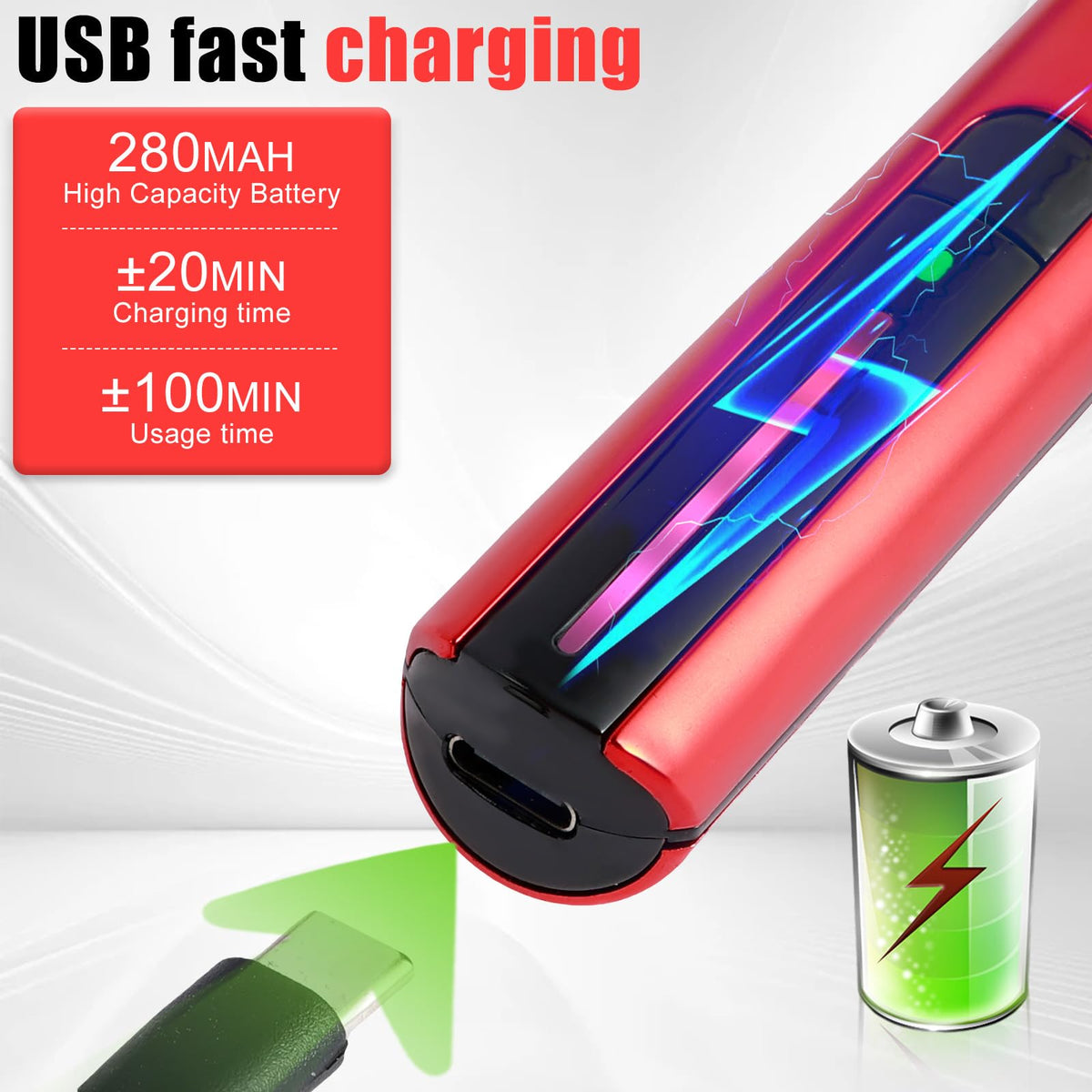 PoDhey USB fast charging indicator lights the battery status during use.