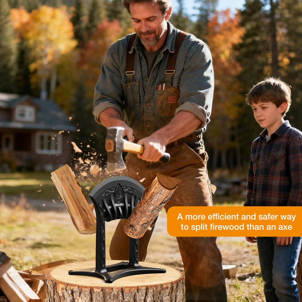Poffattr backyard kindling prep setup streamlines firewood tasks without heavy tools.