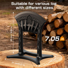 Poffattr splitter base plate provides stability during log splitting.