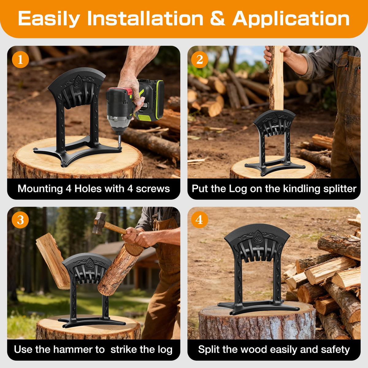 Poffattr open-construction design accommodates larger logs for easier splitting.
