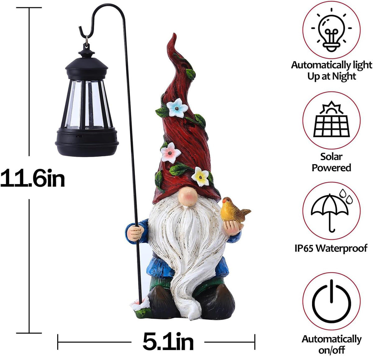 Pohabery garden gnome holding lantern enhances yard ambiance