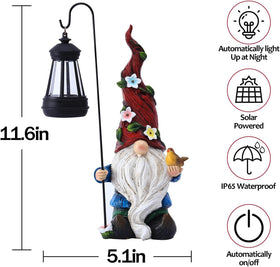 Pohabery garden gnome holding lantern enhances yard ambiance