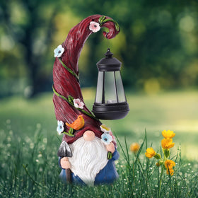 Pohabery garden gnome light-up statue enhances yard decor during evenings.