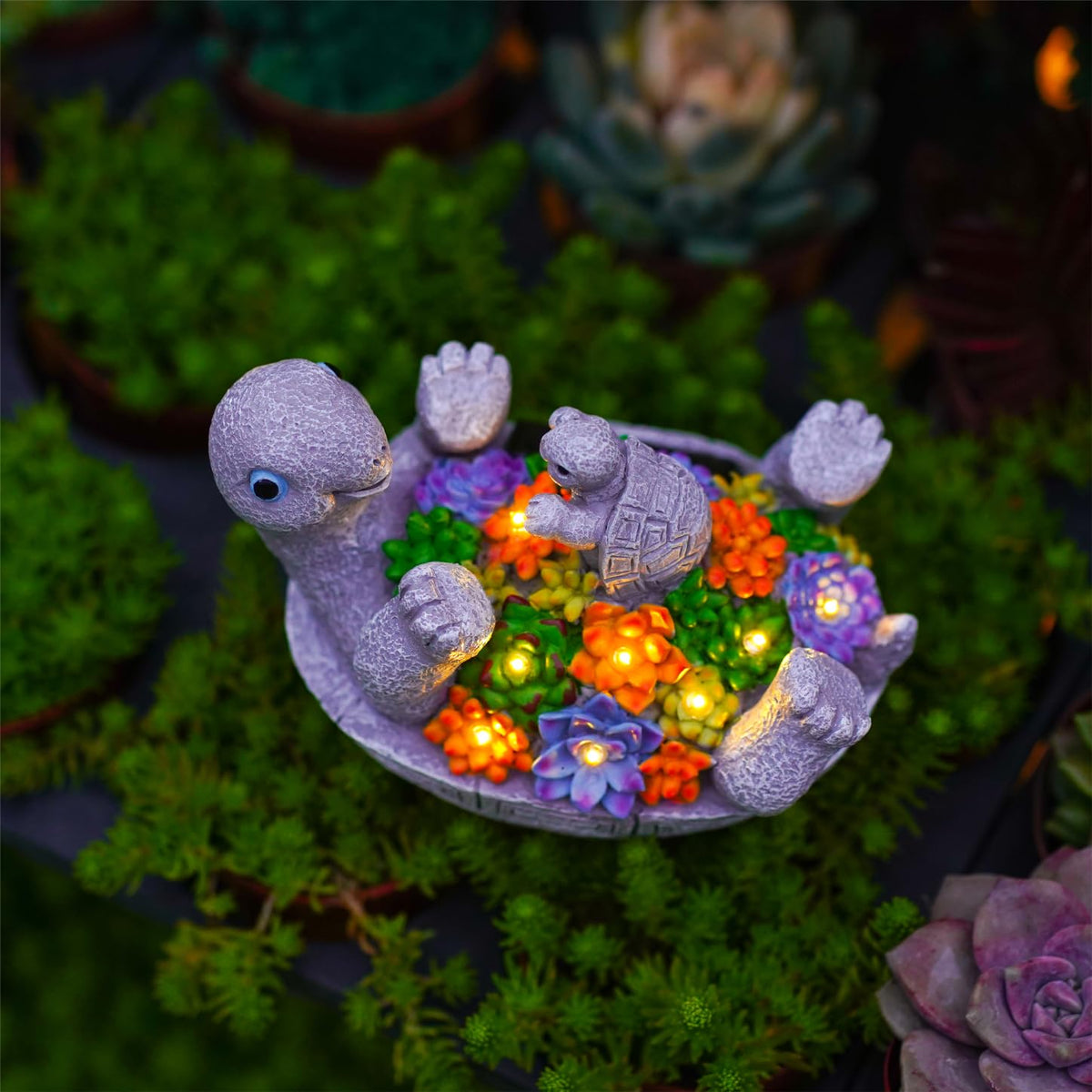 Pohabery solar powered garden light turtle for easy placement