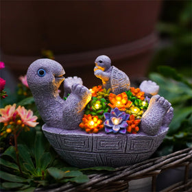 Pohabery turtle garden statue with 7 LEDs offering bright night illumination