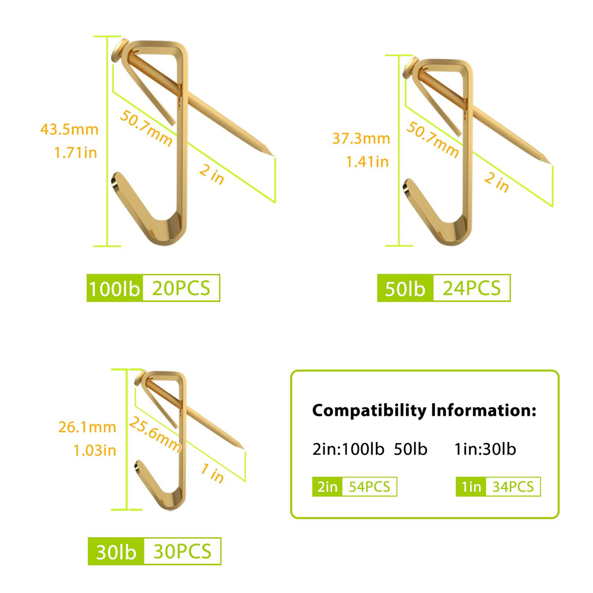 Pointool heavy-duty hooks support up to 100lb for large frames