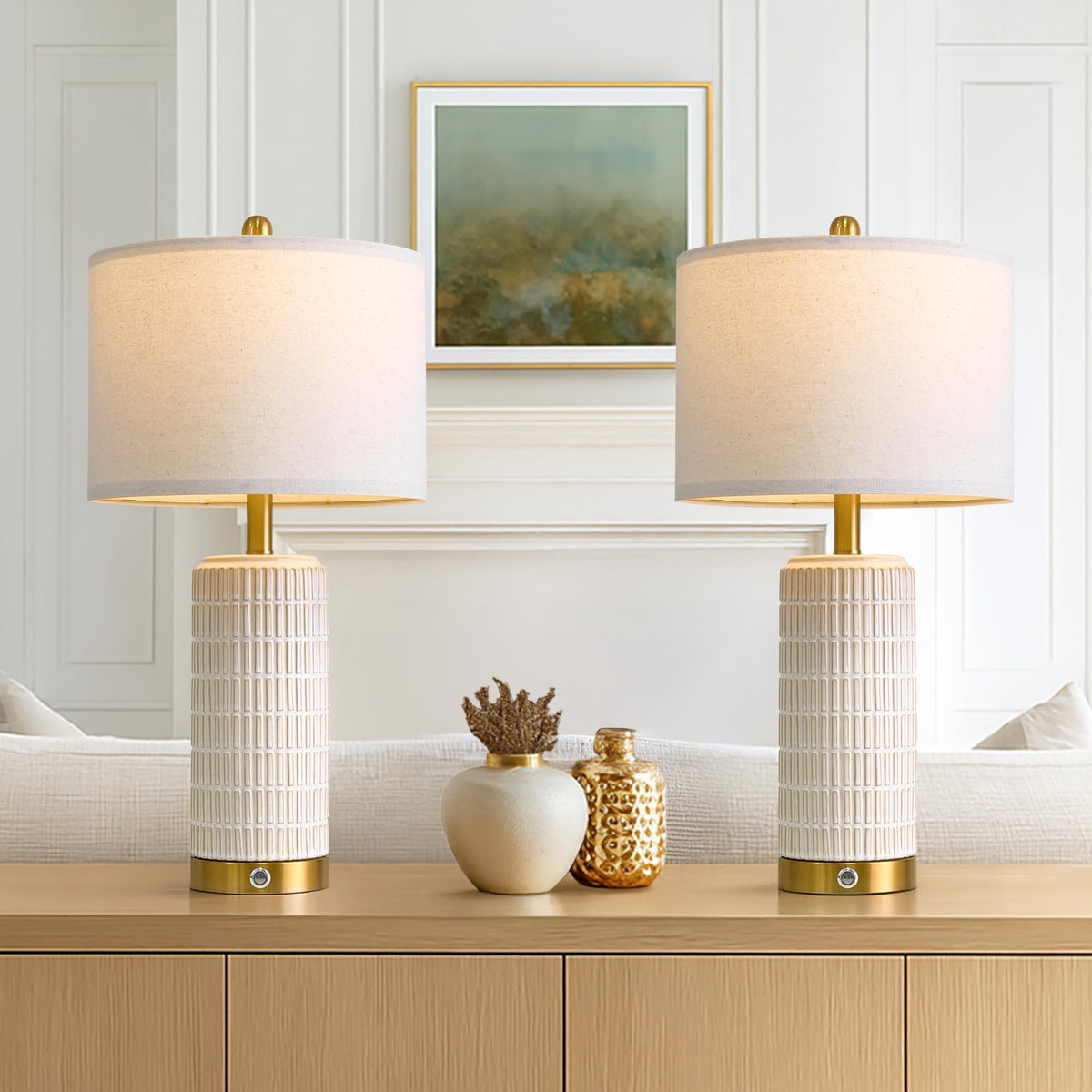Pokat bedroom decor lamp adds warmth to nightstands.