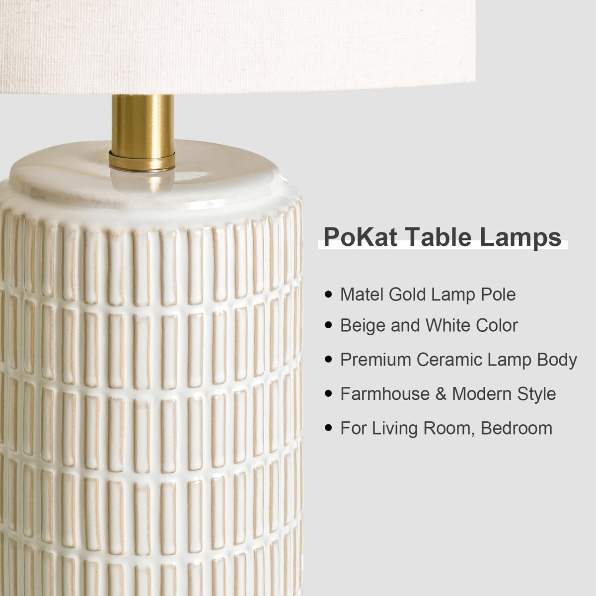 PoKat bedside lamp white gloss ideal for relaxing nighttime routines
