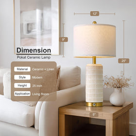 Pokat beige farmhouse lamp brings cozy charm to living rooms.