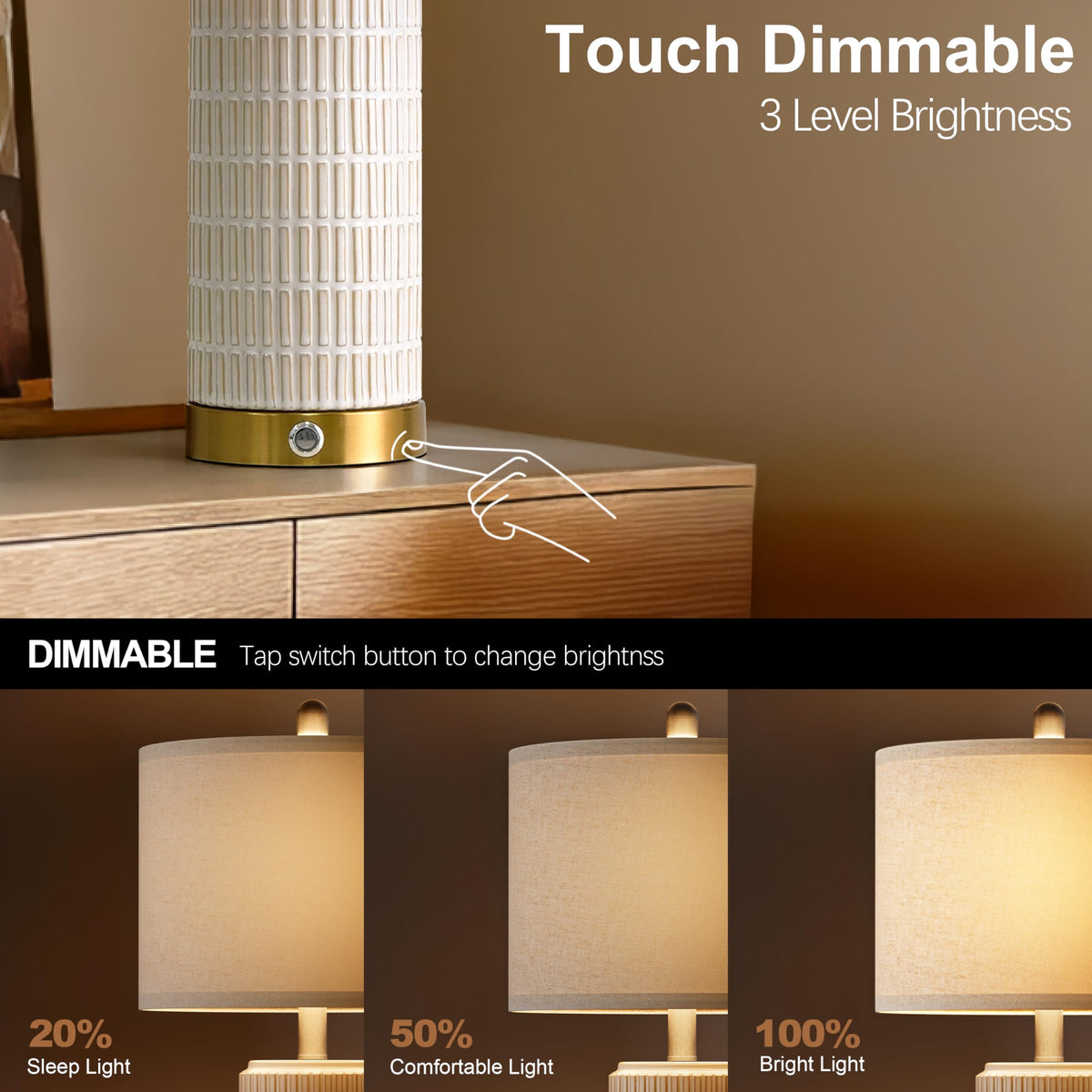 Pokat dimmer touch sensor enables quick brightness adjustments.