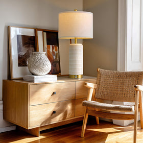 Pokat nightstand lamp for easy setup and ambience.