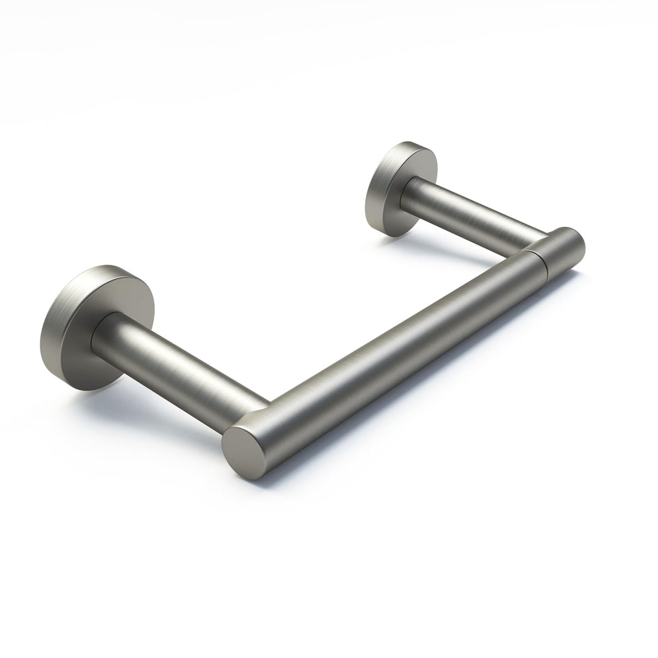 POKIM brushed nickel toilet paper holder front view for easy roll loading