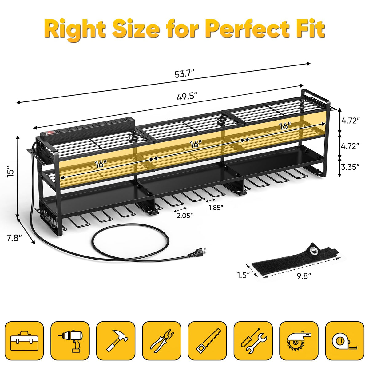 POKIPO dedicated cordless drill slots keep batteries and drills neatly organized.