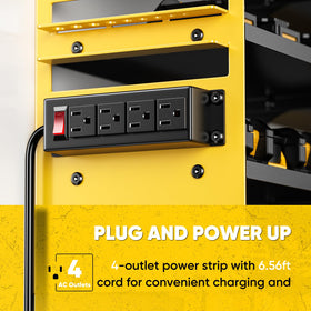 POKIPO 6-shelf wall-mount tool rack maximizes garage storage and accessibility.