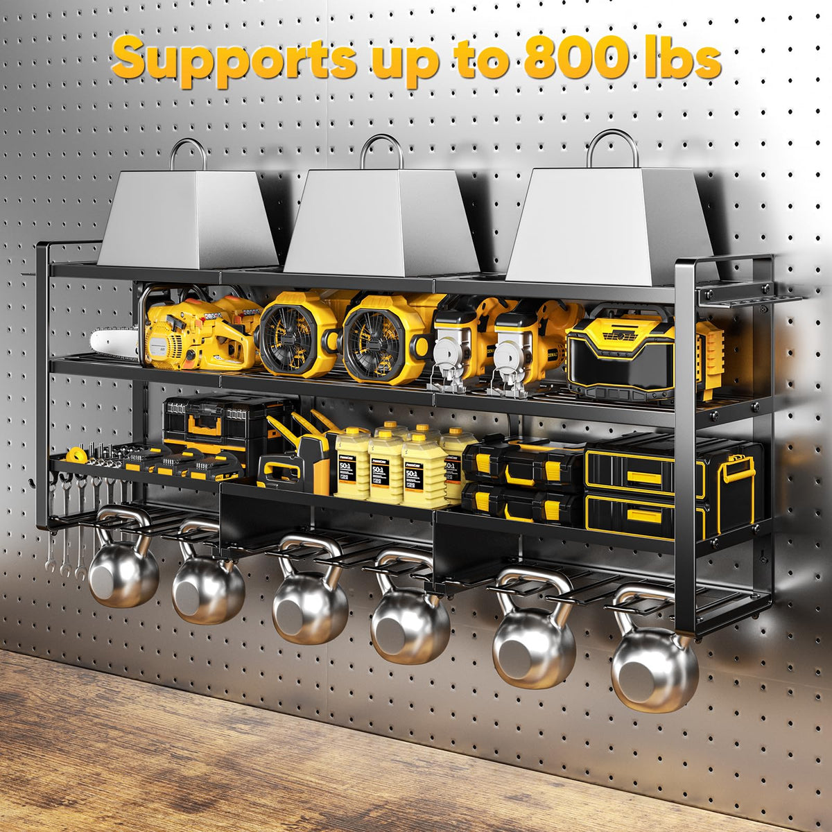 POKIPO 800-lb load capacity rack supports heavy equipment securely.