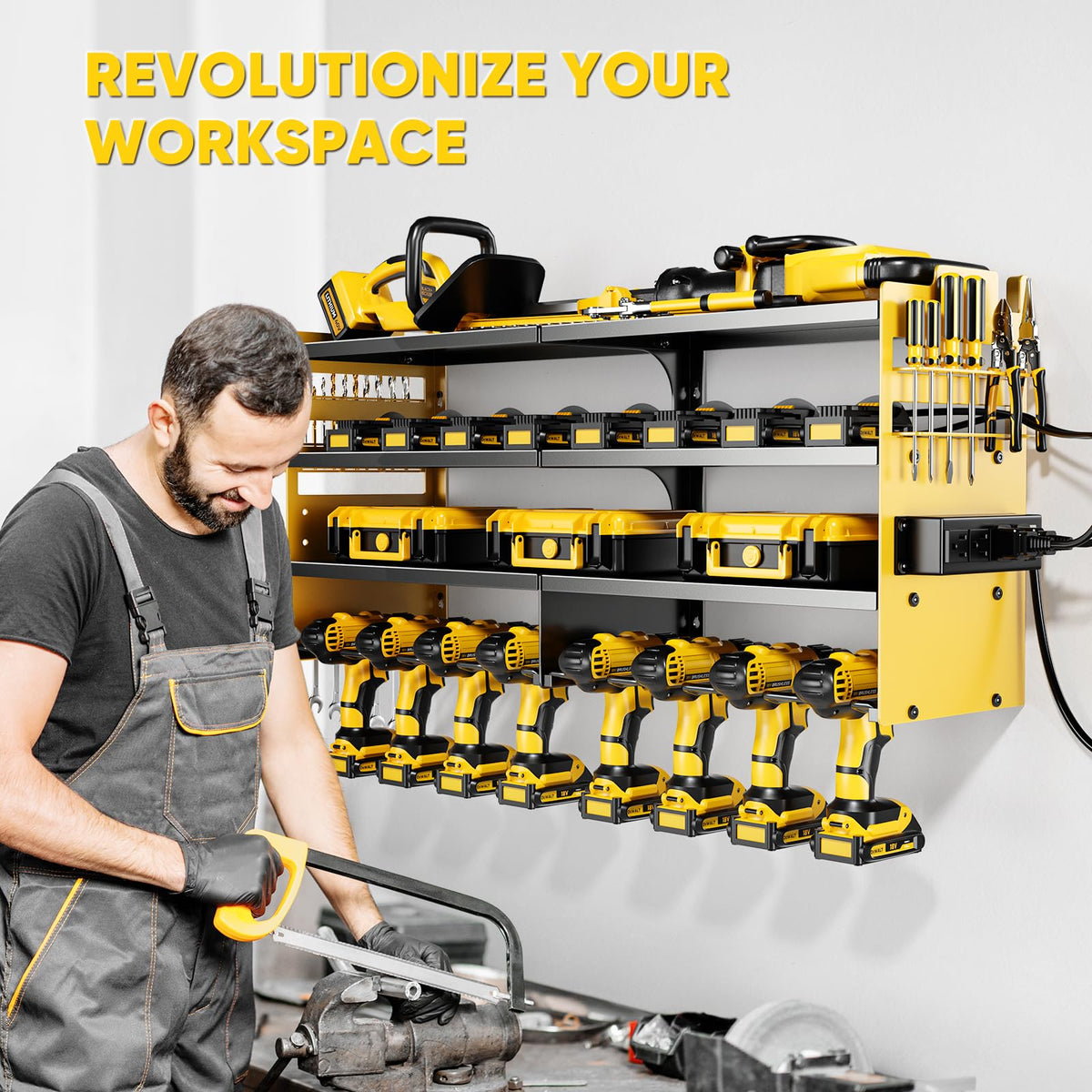 POKIPO drill, battery, and charger organizer keeps essentials within reach.