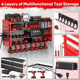 POKIPO eight drill slots and six shelves organize tools and components